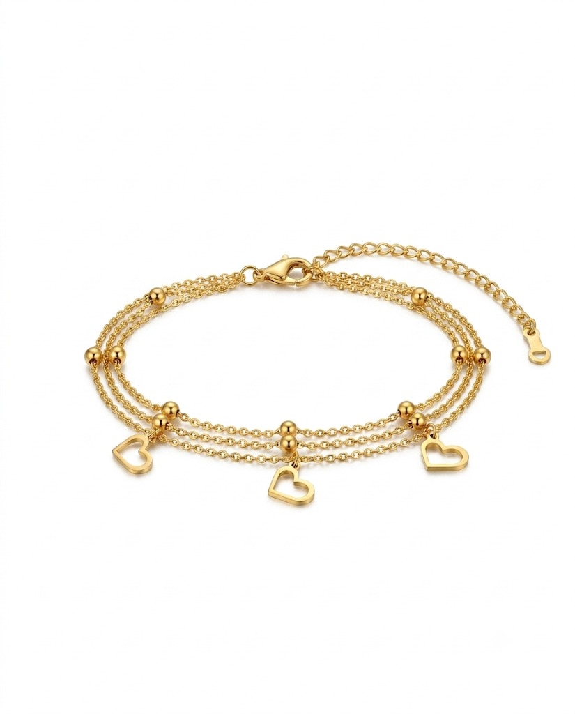 Layered Heart Charm Bracelet